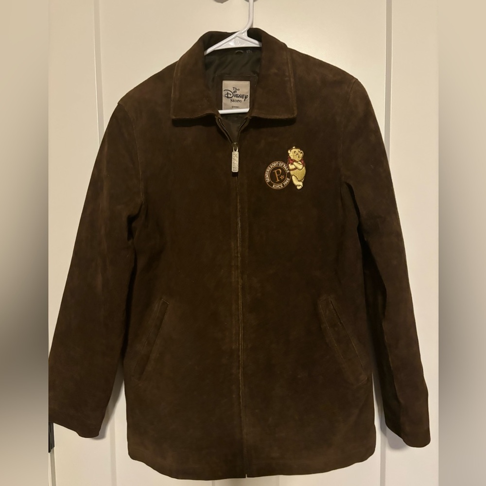Disney Winnie the Pooh Vintage Brown Suede Leather Coat Womens Sz Small